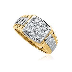 Men's Two-Tone 14K Gold and Diamond Ring - Size 11